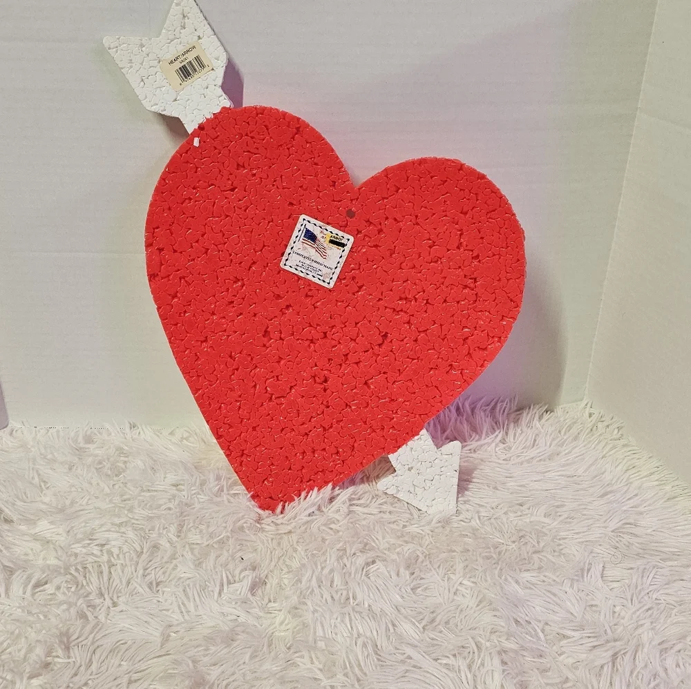 Vintage Holiday Melted Plastic Popcorn Valentines Day Heart Wall or Window Decor